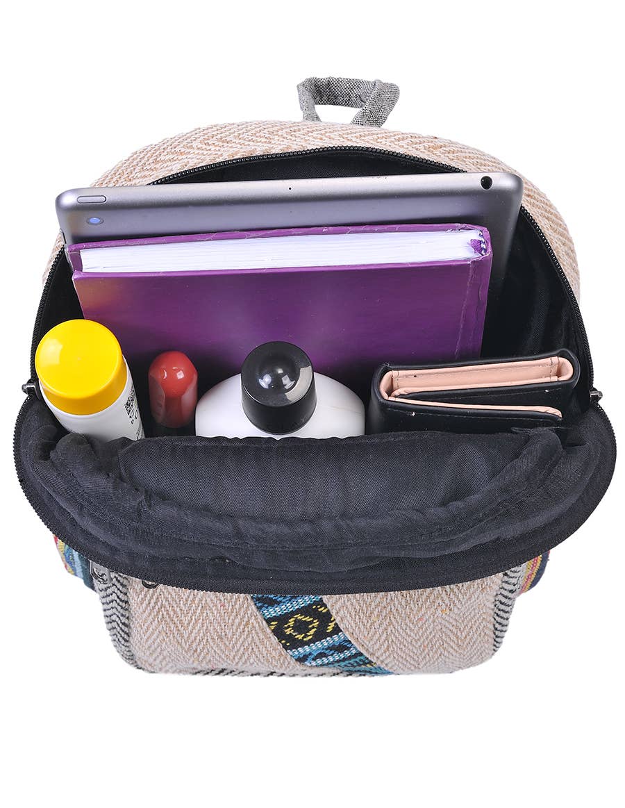 The Collection Royal / Royal Handicrafts – wholesale Ryggsäck - Dam – Mini Hippie Boho Hampa Bomull Patchwork Dagsäck Ryggsäck2