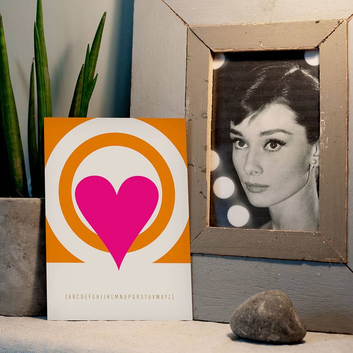 Heart Initial - postkort for engroshandel hos LAZY DAY paper