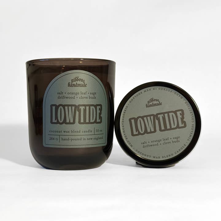 Gibbous Handmade - Wholesale Jar/Filled Candle - LOW TIDE Candle | Salt, Sage, Beachwood, Orange Leaf + Clove1