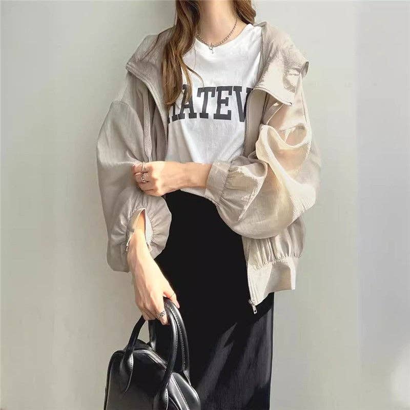 FurDecoration – Großhandel Hoodie – Damen – Leichtes einfarbiges Kapuzen-Sonnenshirt5