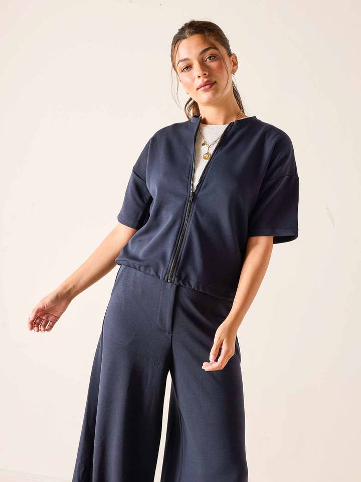 Simone Short Sleeve Zip-Up Jacket for wholesale by MERSEA