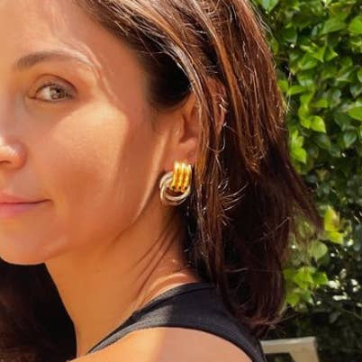 HoopLa - Wholesale Hoop Earrings - Double Knotted- Door Knocker- Two Tone Earring7