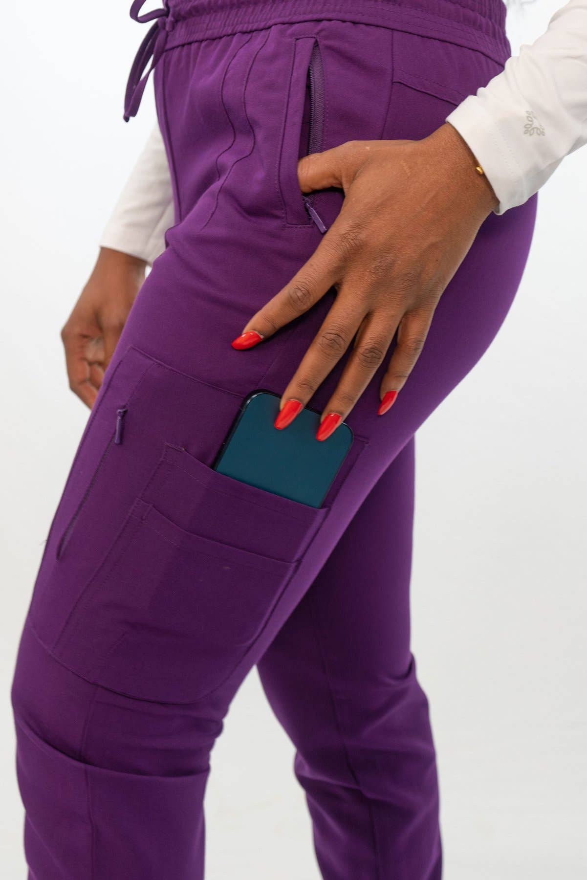 Wozo Uniforms - Wholesale Athletic Sweatpants/Joggers - Women's - ANTIMICROBIAL LISA SLIM-FIT 8-POCKET JOGGER PANTS EGGPLANT5