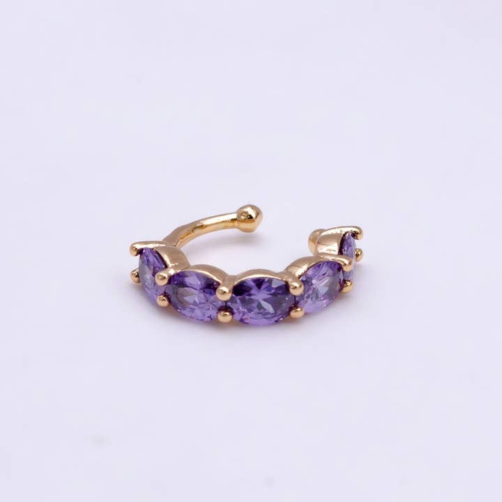 Aim Eternal - Wholesale Cuff/Wrap Earrings - 1x Ear cuff no piercing Gold with 8 Different Color cz, ear cuff, minimalist jewelry conch cuff AI-001~AI-0087