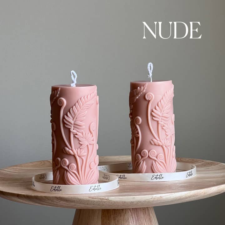 Fern Pillar Soy Candle: Sculptural Plant Design, Minimal Home Decor for wholesale by Estelle Studio