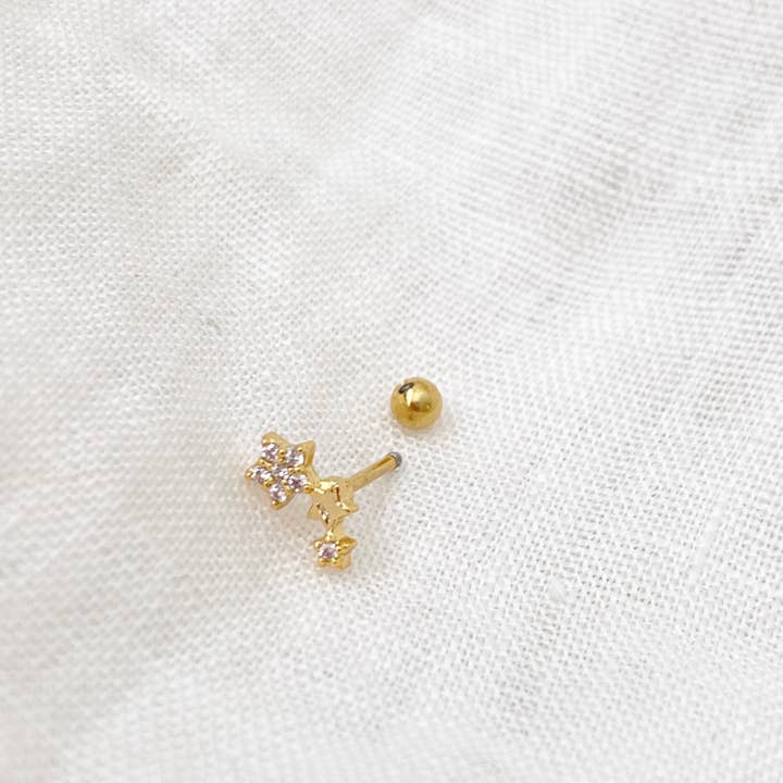 Blush & Co - Wholesale Single earring - Galaxy of Stars Gold Barbell Earring3
