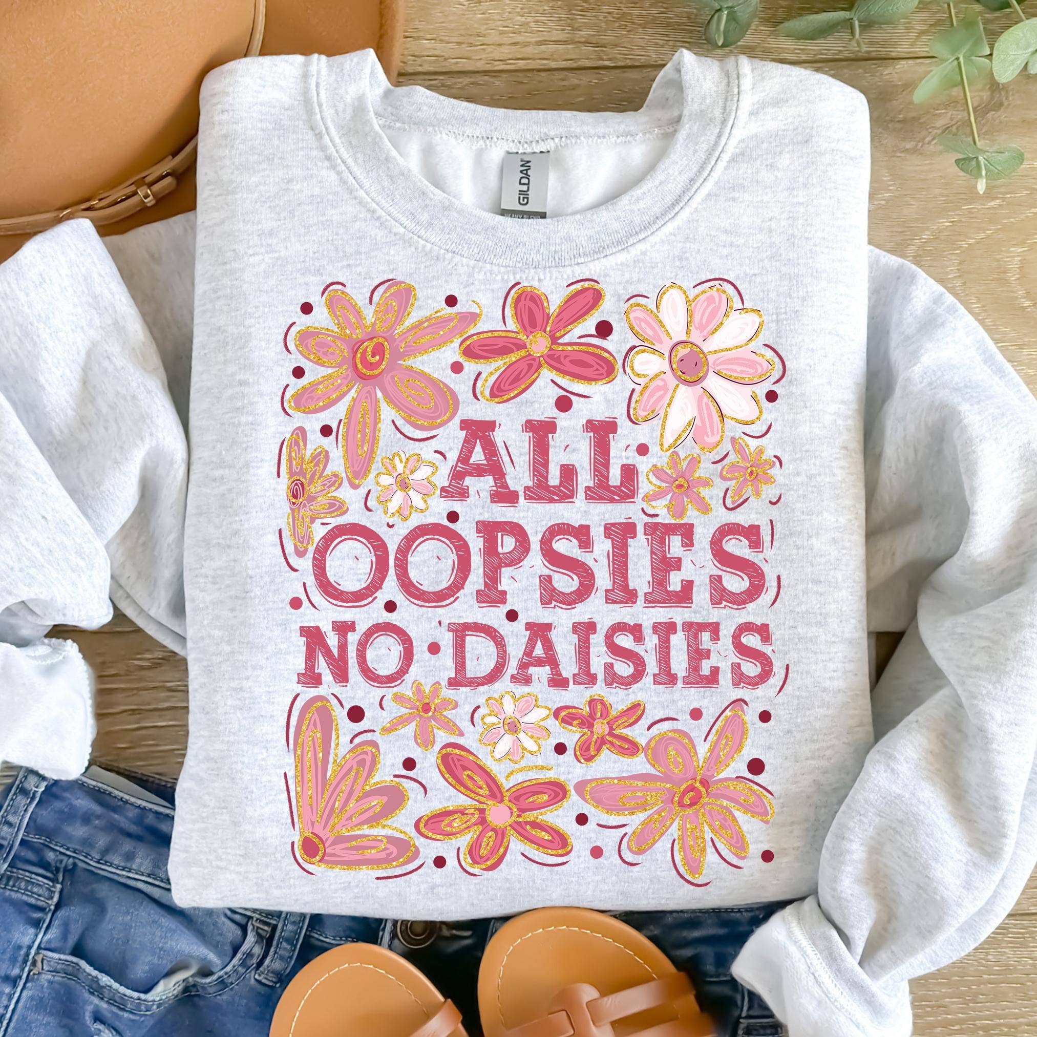 NVC Ecommerce LLC - Wholesale Graphic Sweatshirt - Women's - All Oopsies No Daisies Sweater, Vintage Boho Flowers Shirt7