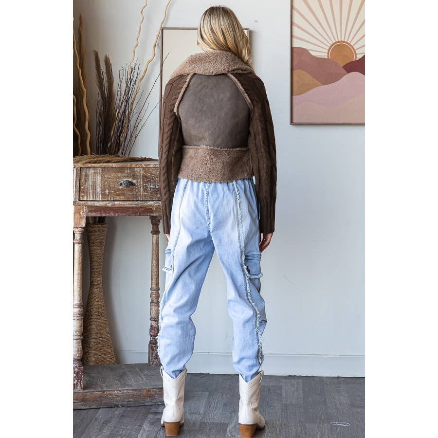 Oli&Hali - Wholesale Leather Jacket - Women's - FAUX LEATHER WINTER JACKET WITH SWEATER SLEEVES15