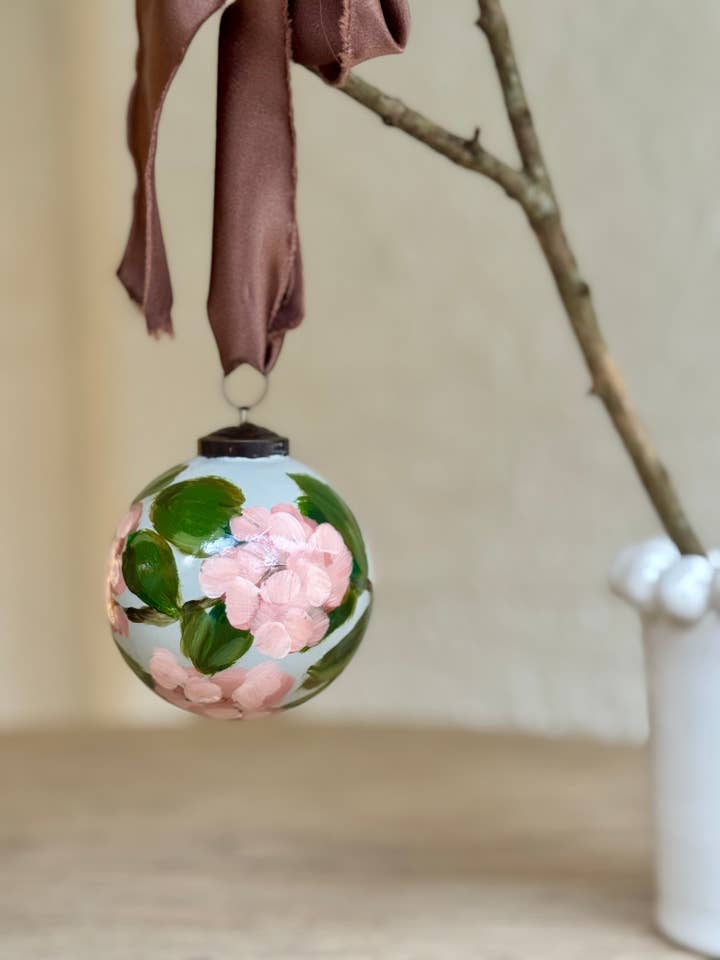 hydrangea ornament ~ pink/gray for wholesale by The Pear Designs