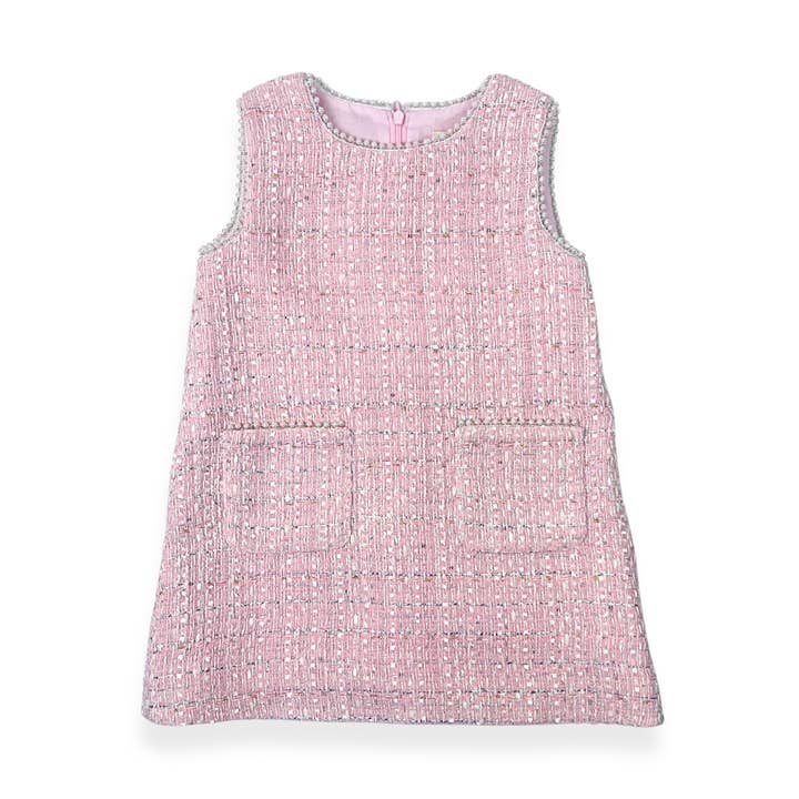 17031 Pearl Trim Tweed Dress (2 Colors) for wholesale by Doe a Dear