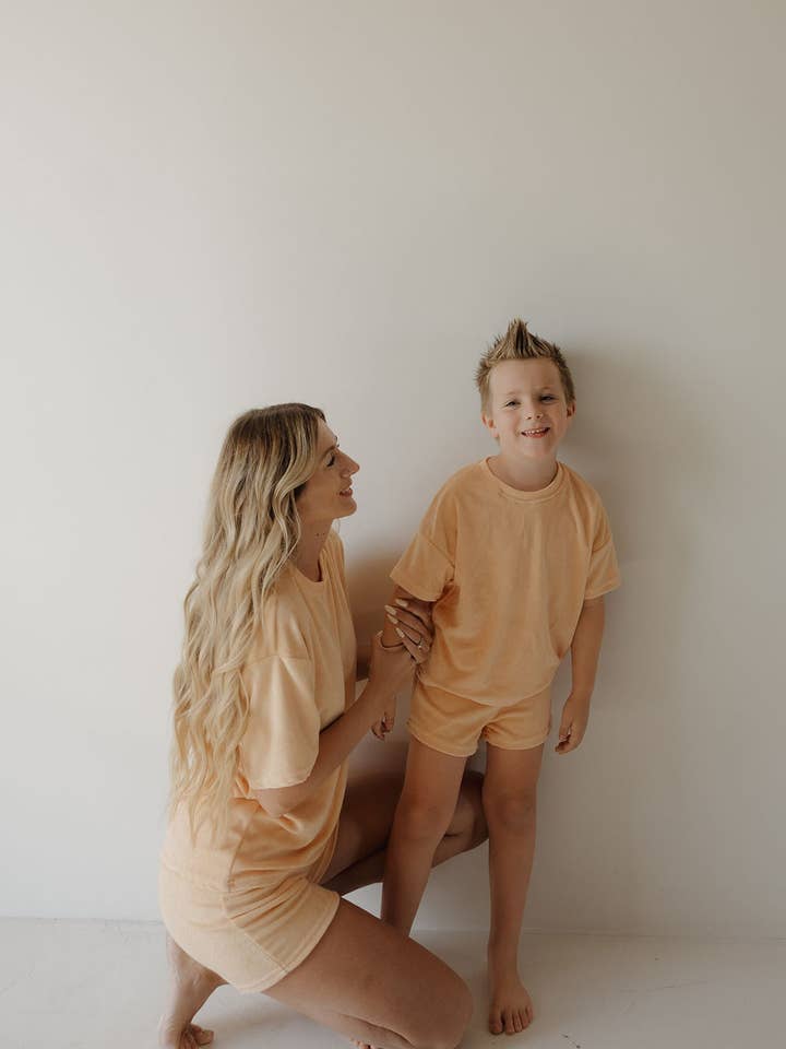 Forever French Baby - Wholesale Top & Short Set - Kids - Chid Terry Short Set | Sherbert