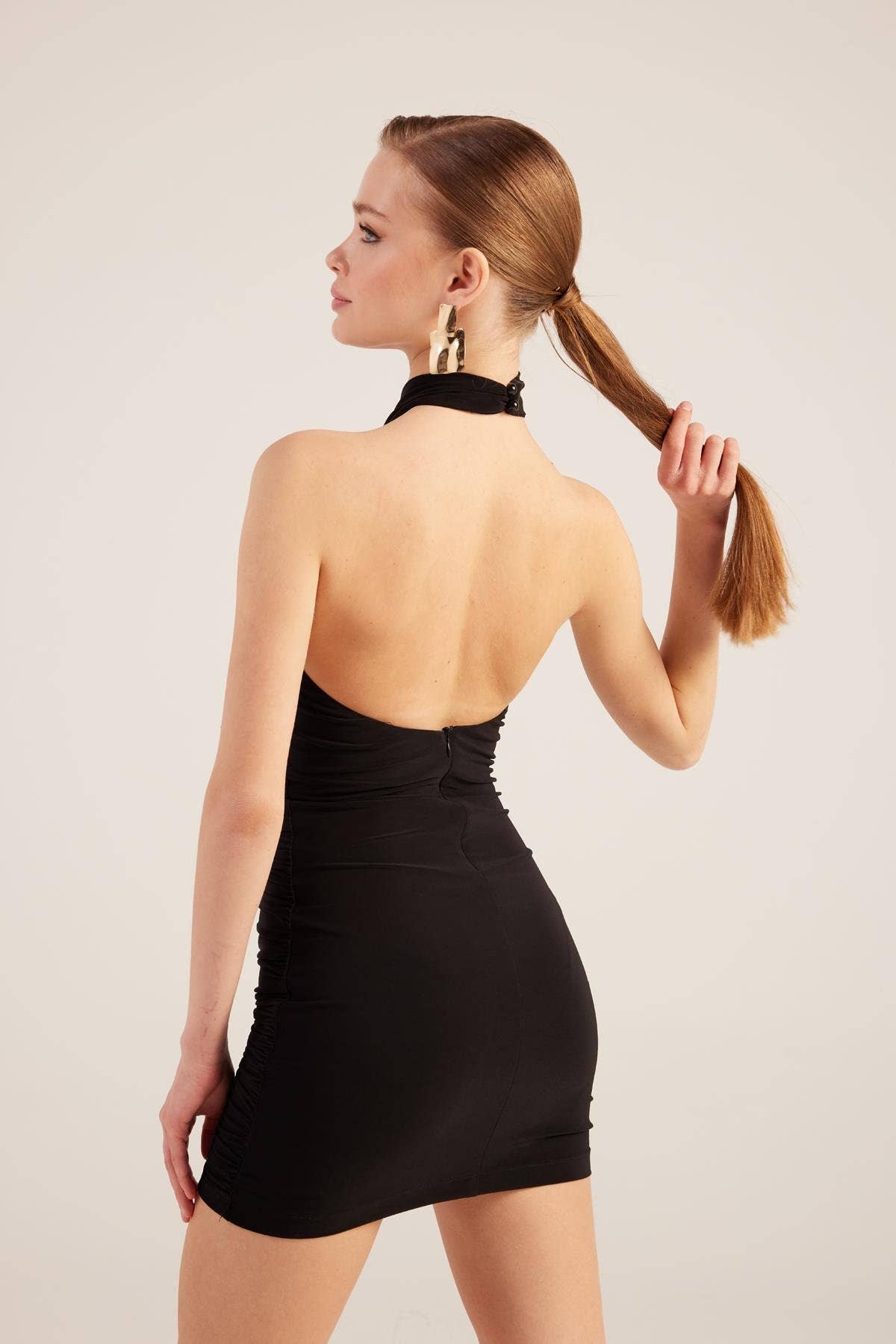 Buy Me Fur - Wholesale Dress - Women's - Rachel Black Halter Neck Mini Dress1