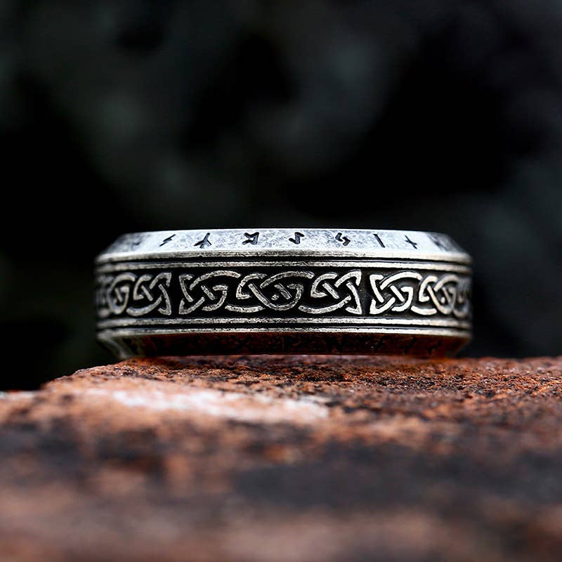 Gemcohub - Vendita all'ingrosso Anello midi/a fascia - Anello runico con nodo celtico in stile vichingo2