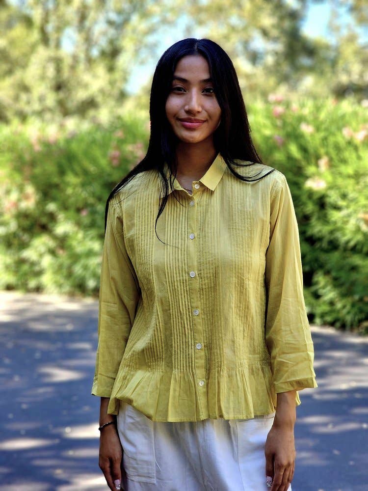 YAZA – wholesale Jacka - Dam – AR25-15 - Pintuxjacka med rynkad fåll - Chartreuse1