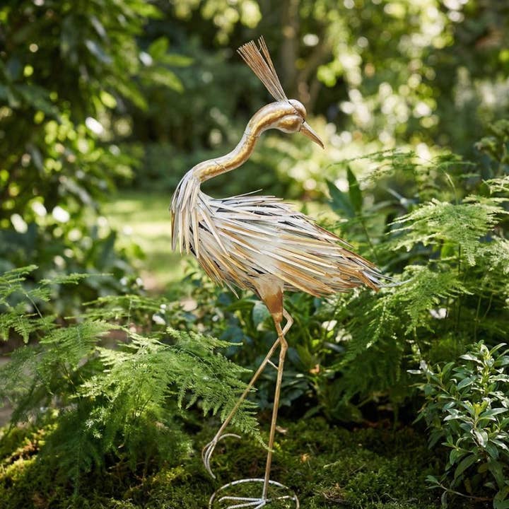 Metal White Heron Garden Statue
for wholesale by Continental Art Center