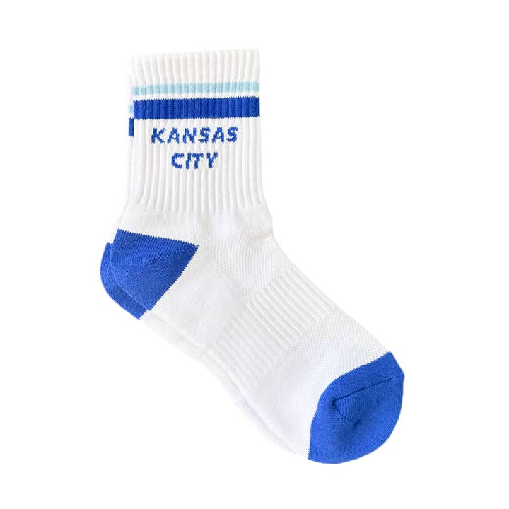 Chaussettes de l'équipe de Kansas City - Blanc avec Bleu pour la vente par Carly Rae Studio