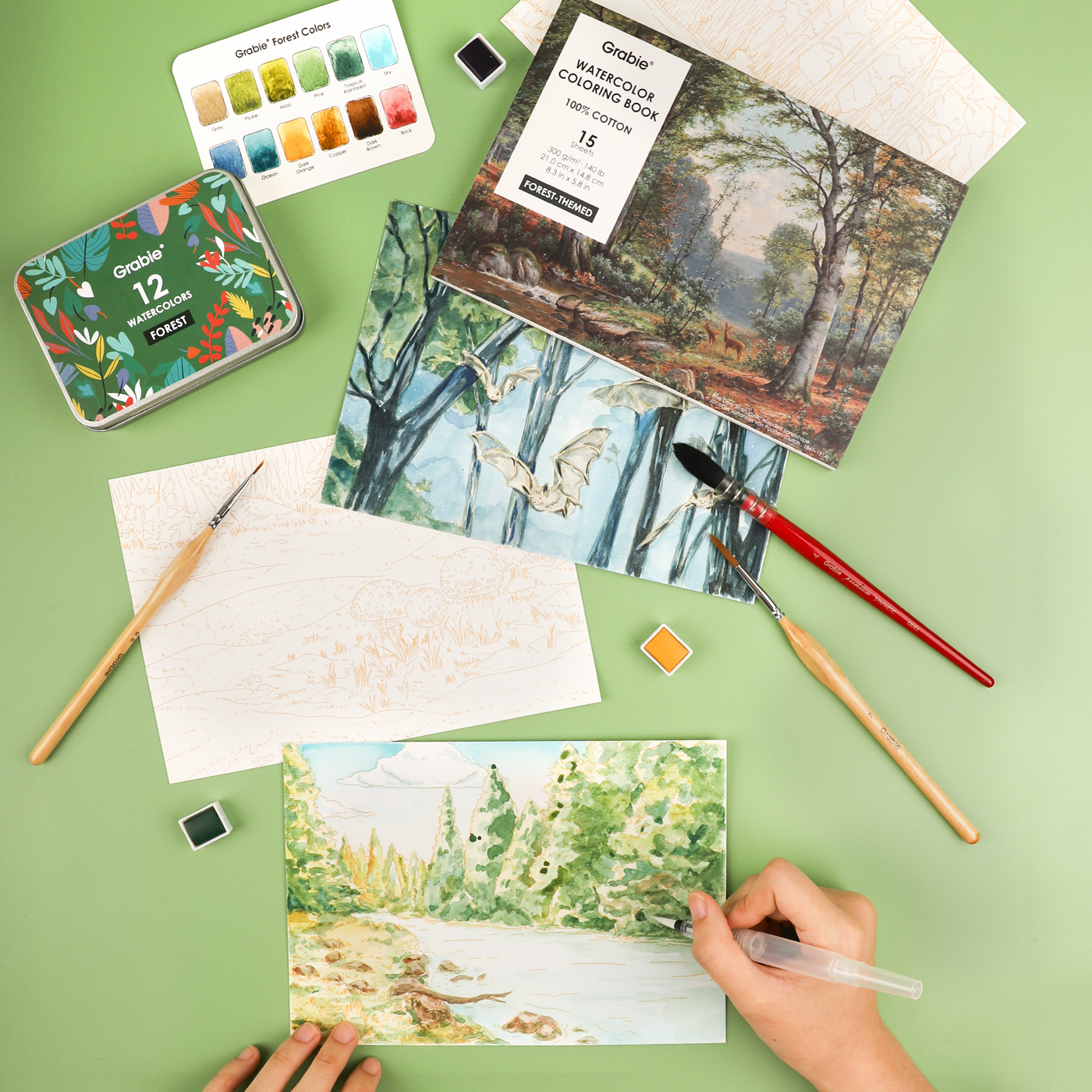 Grabie - Wholesale Crafts, Hobbies & DIY - Forest-Themed Watercolor Coloring Club Box8