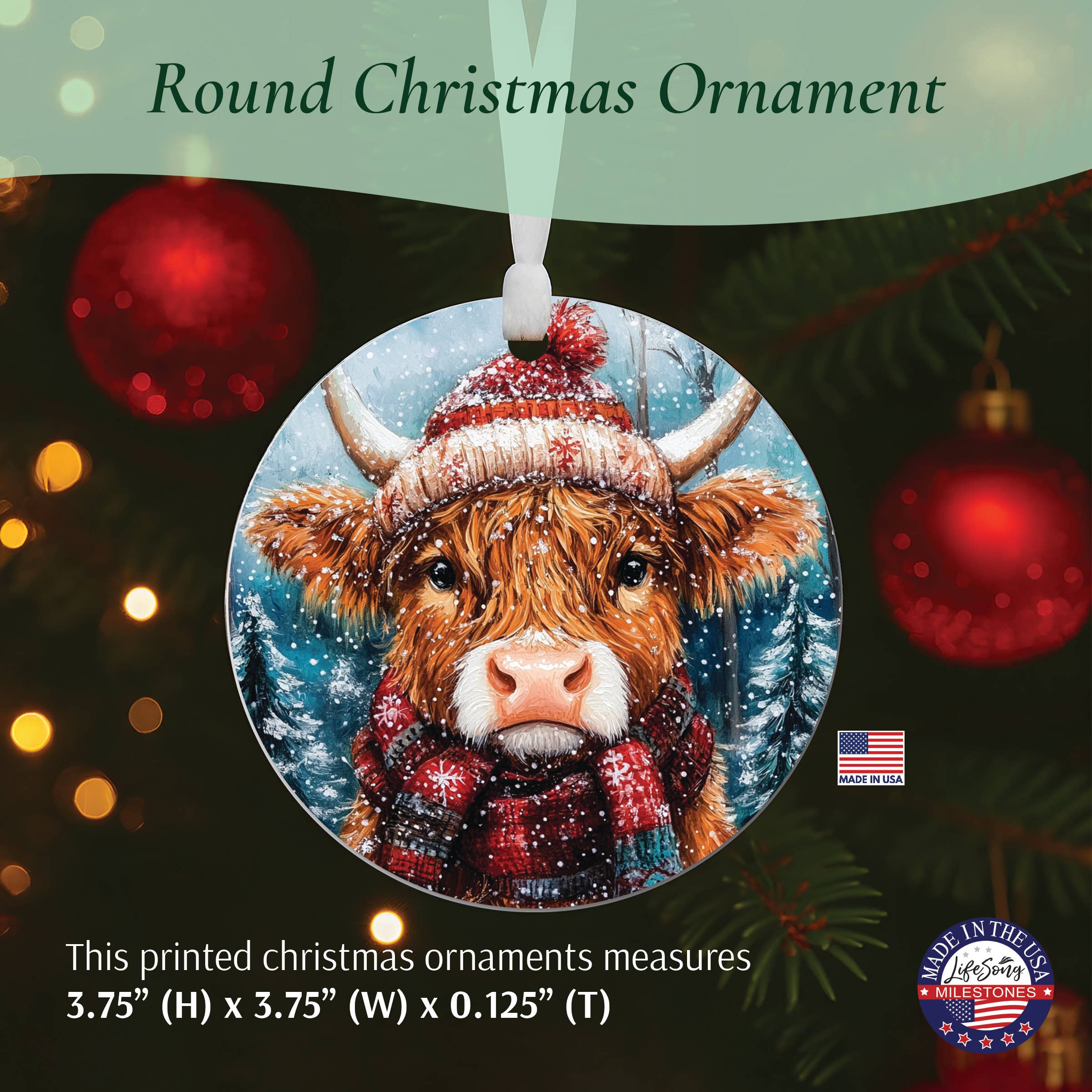 LifeSong Milestones - Wholesale Ornament - Highland Cow Christmas 2025 Ornament | Holiday Home Decor6