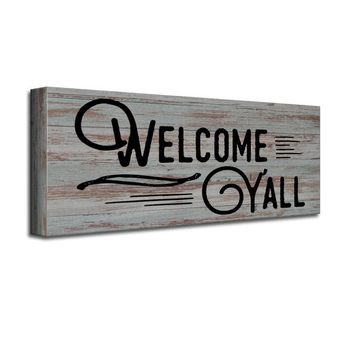 Ready2hangart, Inc. - Wholesale Canvas Art - Welcome Y'all' Farmhouse Wrapped Canvas Textual Wall Art1