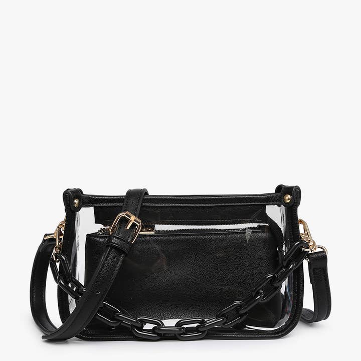Jen & Co. - Wholesale Crossbody Bag - Women's - M2226CR Jessica Clear Crossbody w/ Chain