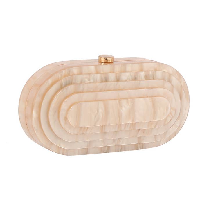 Art Deco Acrylic Oval Clutch for wholesale by Handbag Factory Corp