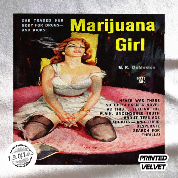 Marijuana Girl Printed Fabric Panel for wholesale by Hills Of Fabric