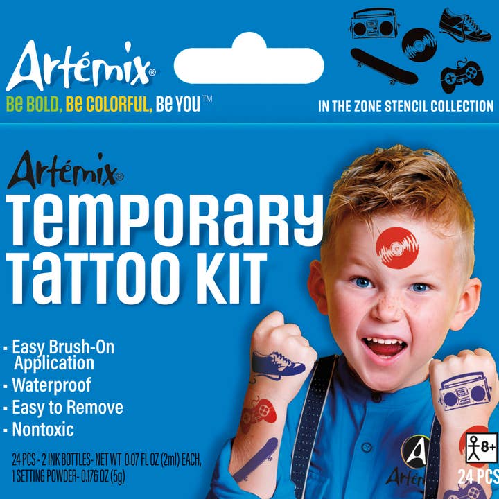 Kit de tatouage temporaire Artémix 24 pièces : In the Zone pour la vente par Artemix Body Art