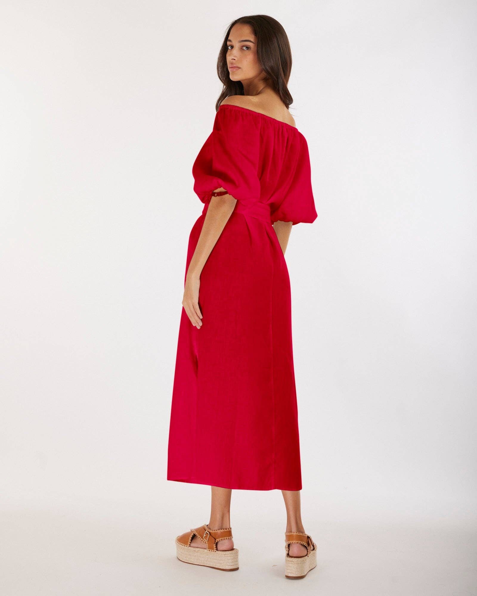 Wren Linen Maxi Dress - Red for wholesale on Faire2