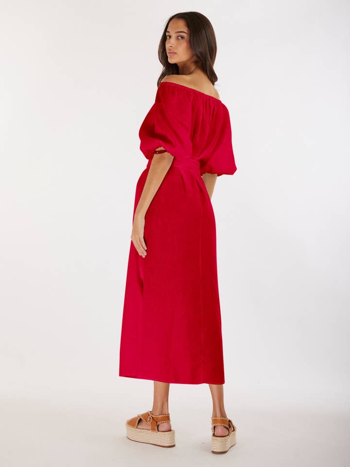 Wren Linen Maxi Dress - Red for wholesale on Faire2