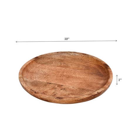 India Handicrafts Inc - Wholesale Decorative Plate/Dish/Bowl - Large Natural Wood Round Tray2