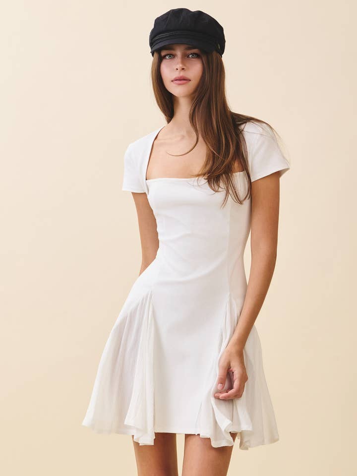 4274HK Square Neck Flare Hem Mini Dress for wholesale by AEMI + CO