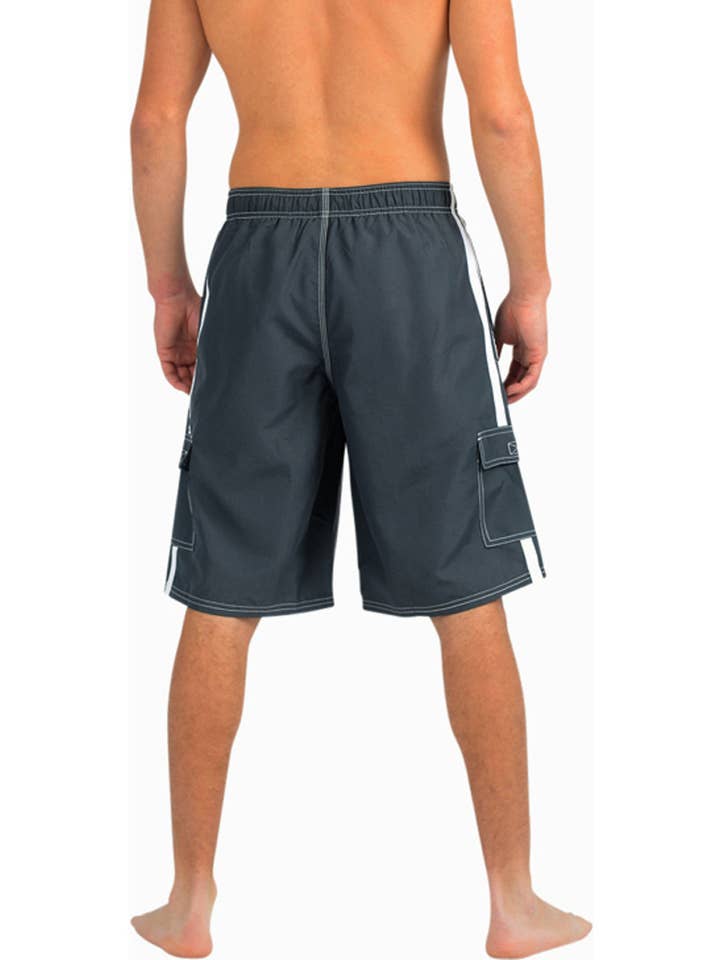 Eastern Off Price - Wholesale Swim Shorts - Men's - Norty Mens Cargo Swim Suit Trunks 39269 Charcoal
