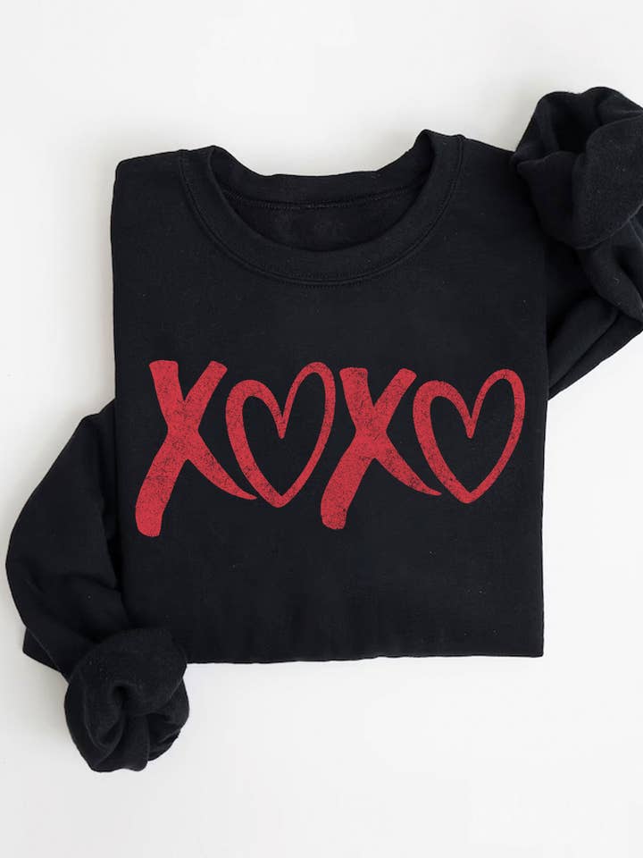 XOXO VALENTINE GRAPHIC BRUSHED SWEATSHIRTS for wholesale by Rustee Clothing