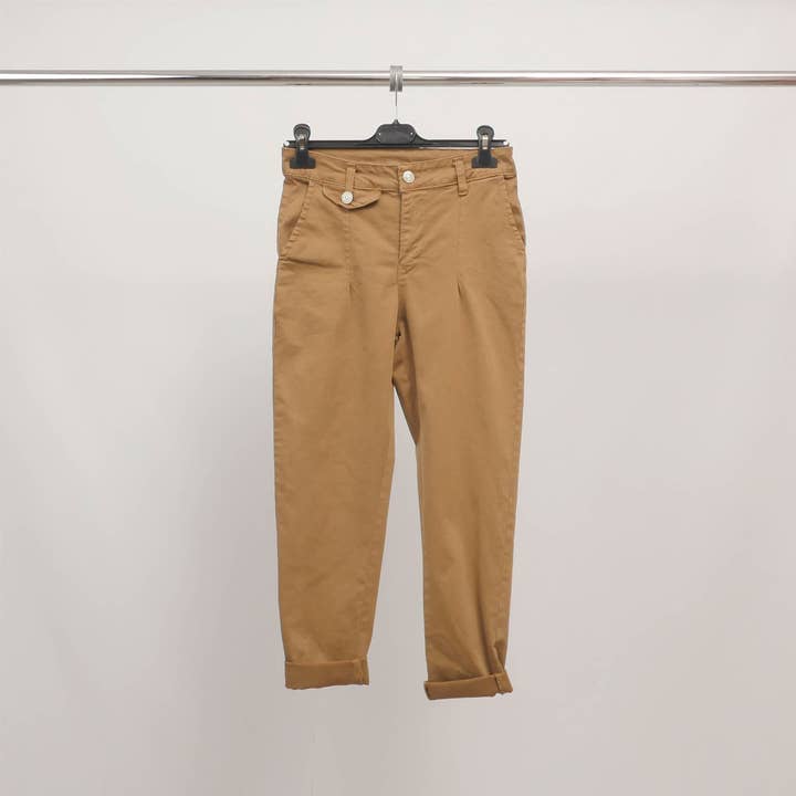 High-waisted carrot pants with cuffs CVA824159 for wholesale by Cecile Wang