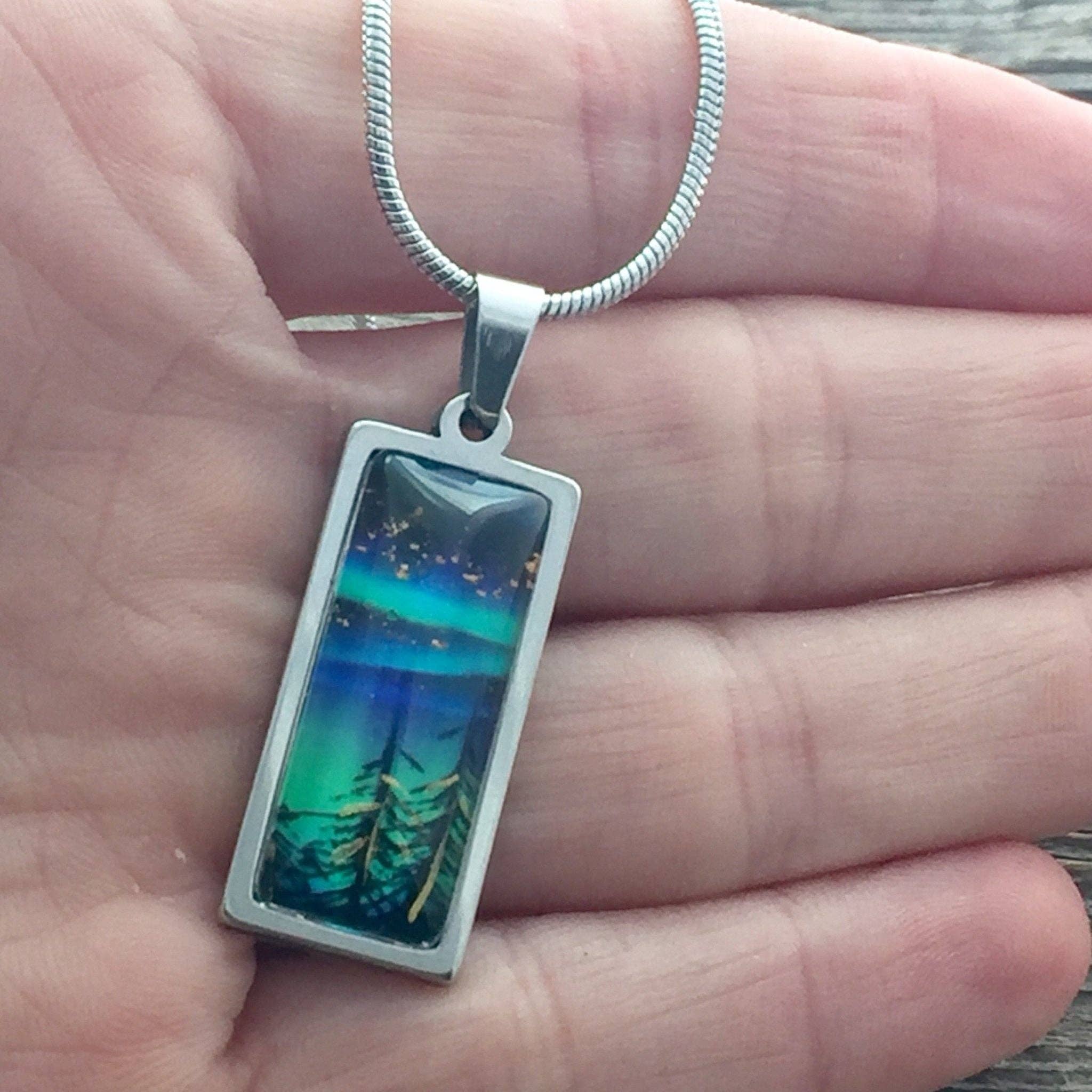Be Inspired UP - Wholesale Pendant/Charm Necklace - Northern Lights "Tree Tops" Pendant, petite4