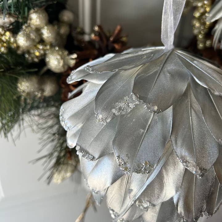 Zucker Feather Products - Wholesale Ornament - Metallic Silver Christmas Ornament1