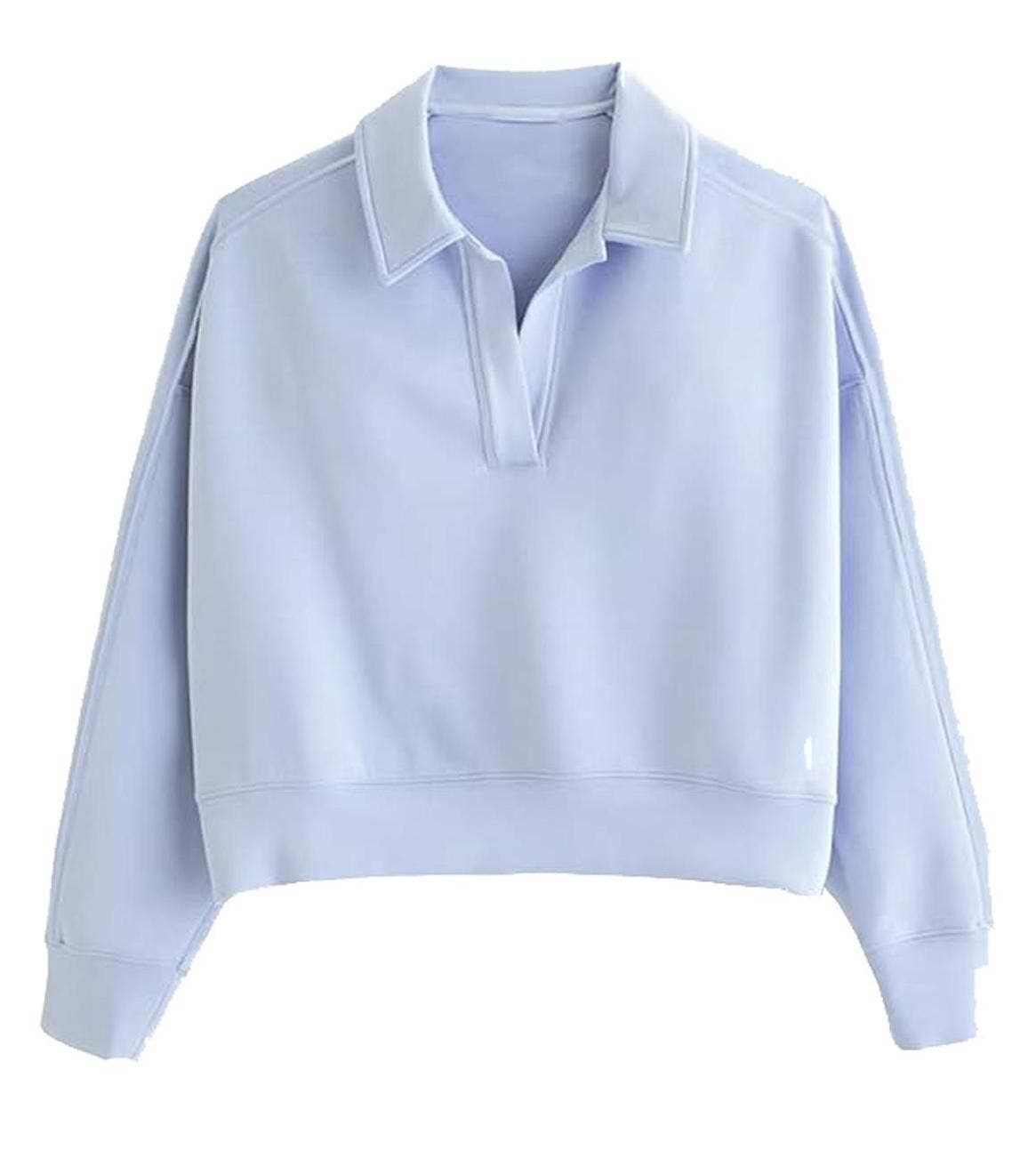 Rosa Clothing - Wholesale Sweatshirt - Women's - V-neck sloucy pullover preppy cropped sweatshirt1