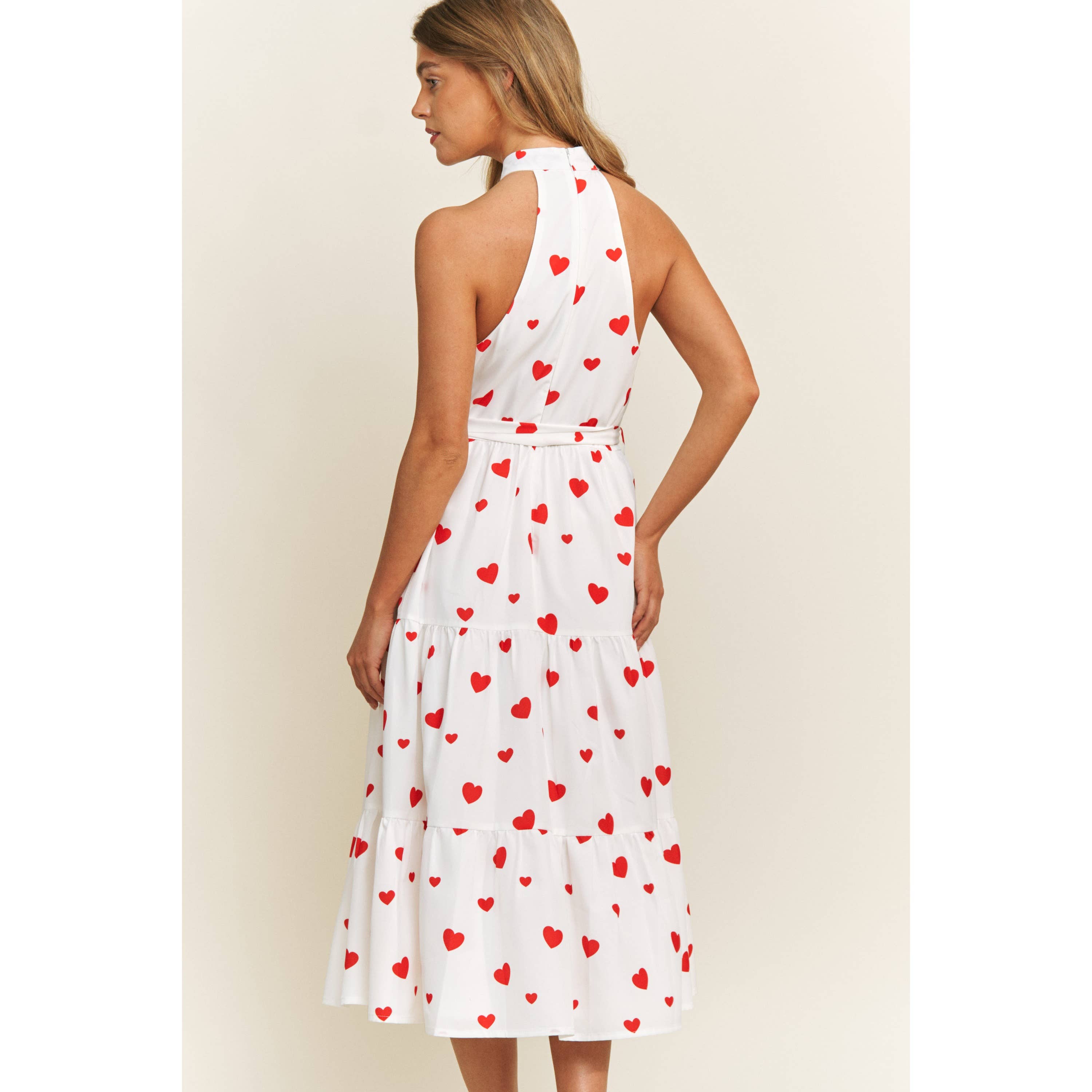 Sweet Generis - Vendita all'ingrosso Vestito - Donna - ABITO MIDI CON STAMPA A CUORE DI SAN VALENTINO IN TESSUTO MORBIDO CON SCOLLO ALL'AMERICANA17