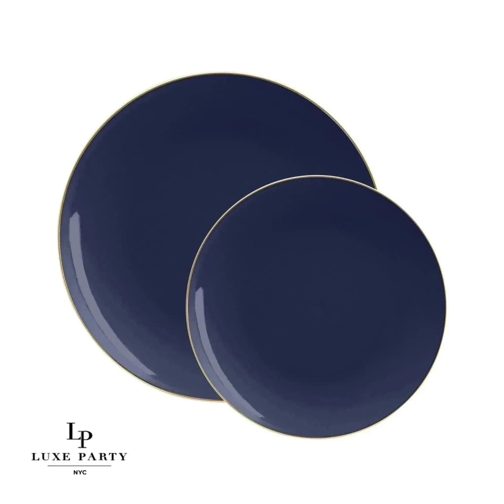 Luxe Party - Vente Assiette jetable - Ensemble d'assiettes rondes en plastique bleu marine et doré | Paquet de 401