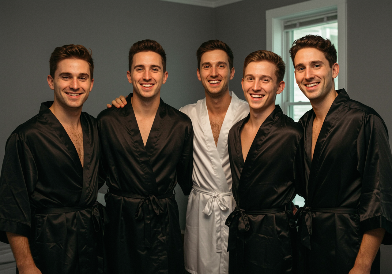 The Blissful - Venta al por mayor Bata - Hombre - Bata de satén personalizada para hombre con boxers - Bata para padrinos2