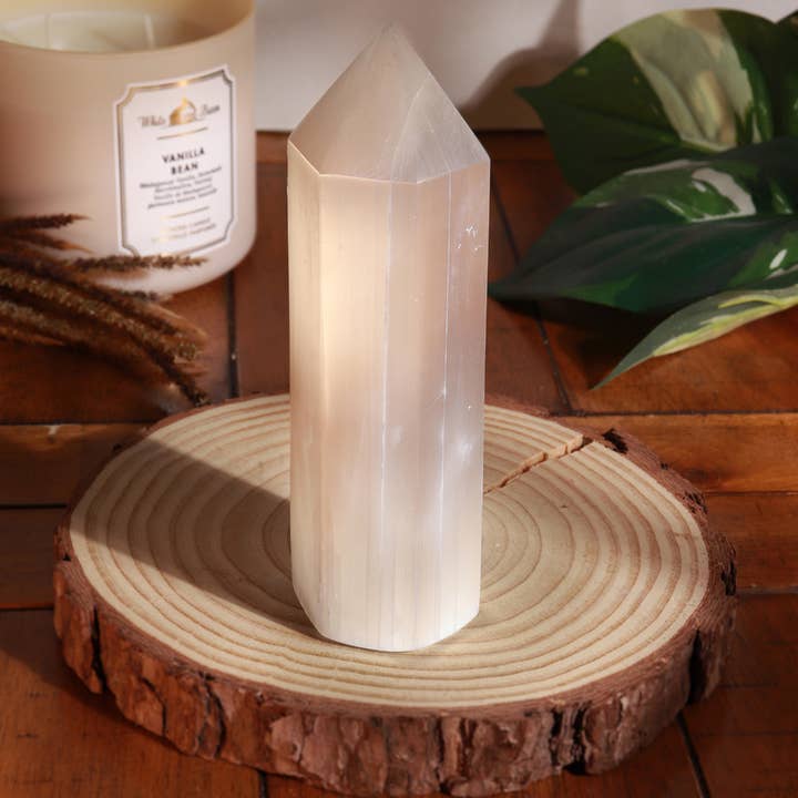 Selenite Large Tower | Selenite Healing Crystal Generator for wholesale by Natures Artifacts Inc