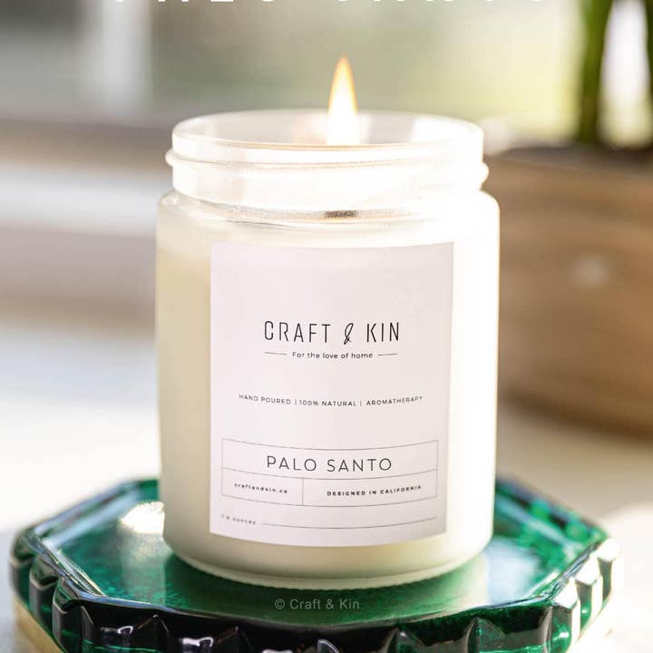 Palo Santo Aromatherapy Soy Scented Candle for wholesale by Craft & Kin