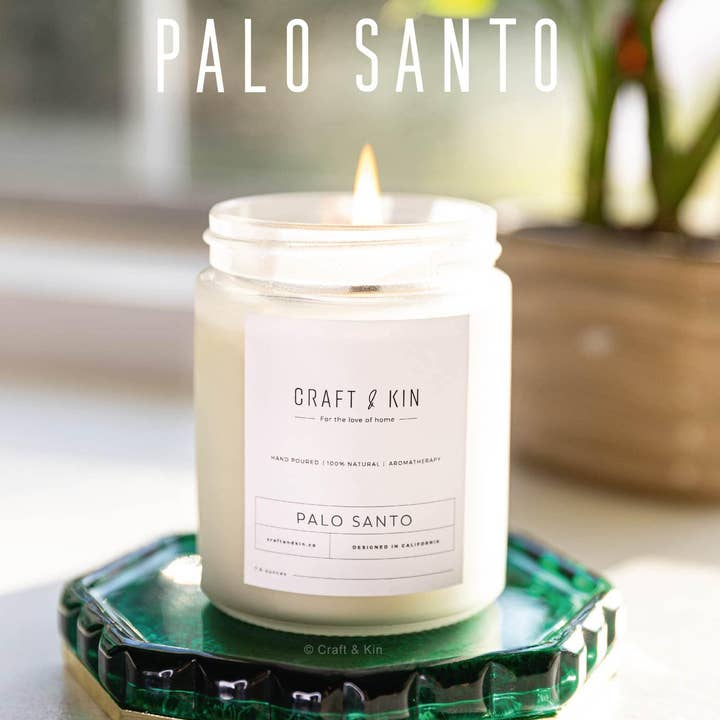 Craft & Kin - Wholesale Jar/Filled Candle - Palo Santo Aromatherapy Soy Scented Candle1