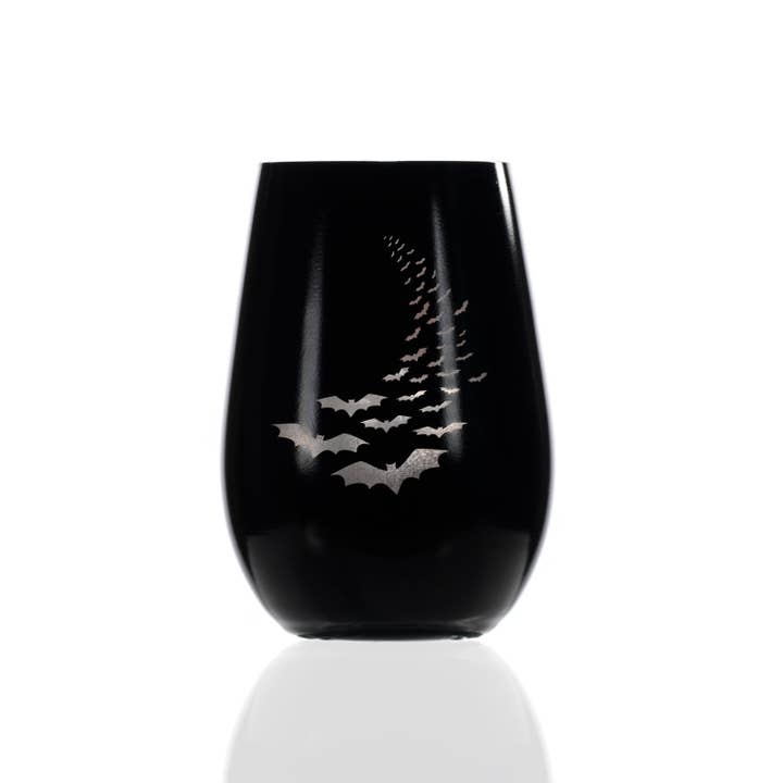 Going Batty Black/Silver Tumbler 16.5oz - Set of 4 for wholesale by Rolf Glass