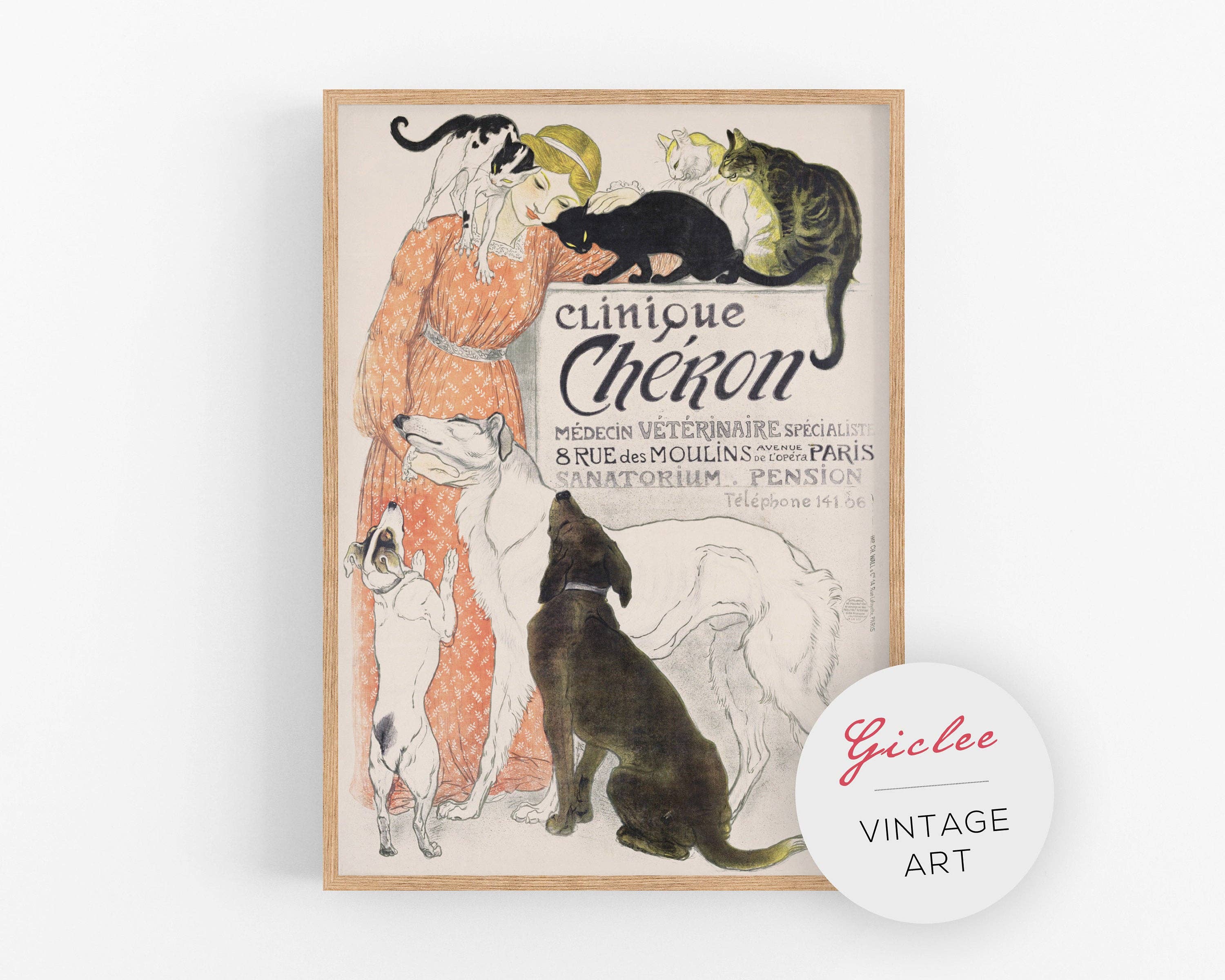 Rock Paper Scissors Wall Art - Wholesale Art Print - French vintage vet ad | Giclée fine art print | Clinique Cheron in Paris, France | Modern Vintage decor | Eco-friendly gift1