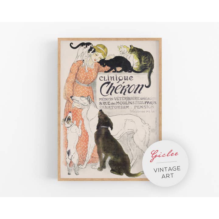 Rock Paper Scissors Wall Art - Wholesale Art Print - French vintage vet ad | Giclée fine art print | Clinique Cheron in Paris, France | Modern Vintage decor | Eco-friendly gift1