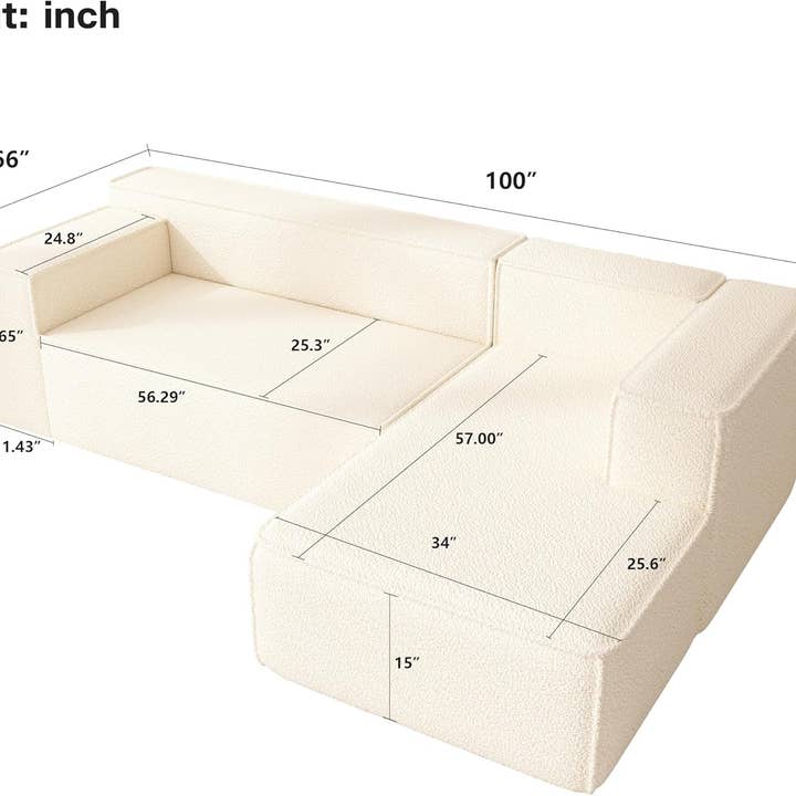 Modular Sectional Sleeper Sofa L-Shape Chaise White for wholesale on Faire