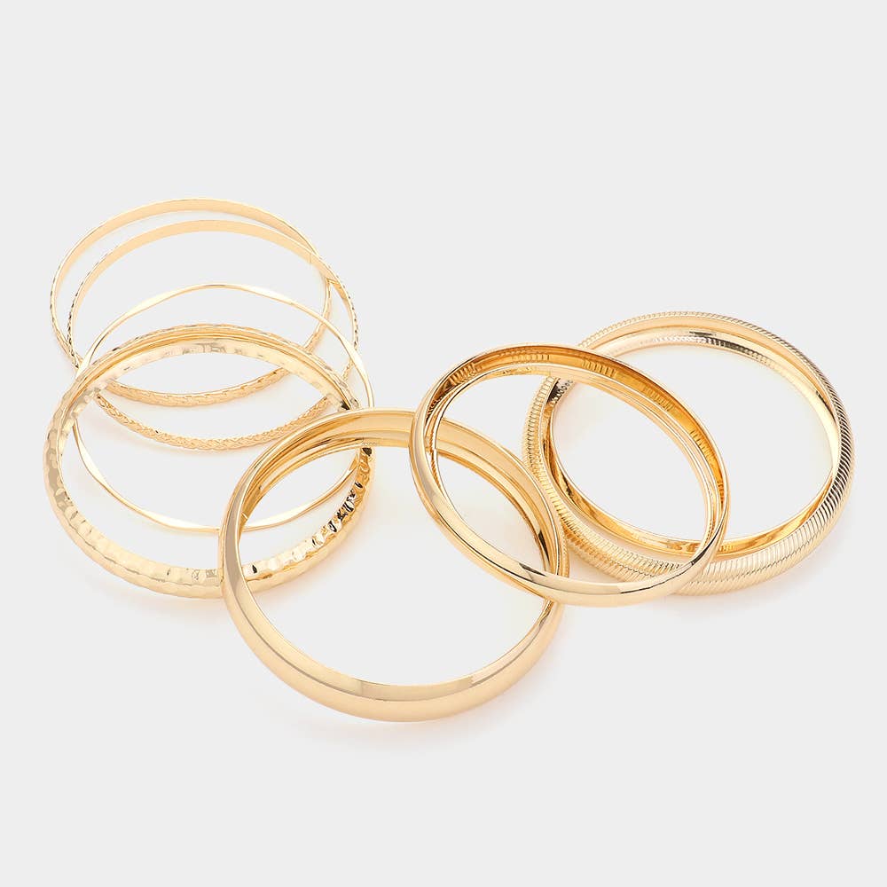 Sensibling Corp. - Wholesale Jewelry Set - 10PCS - Metal Multi Layered Bangle Bracelets
1