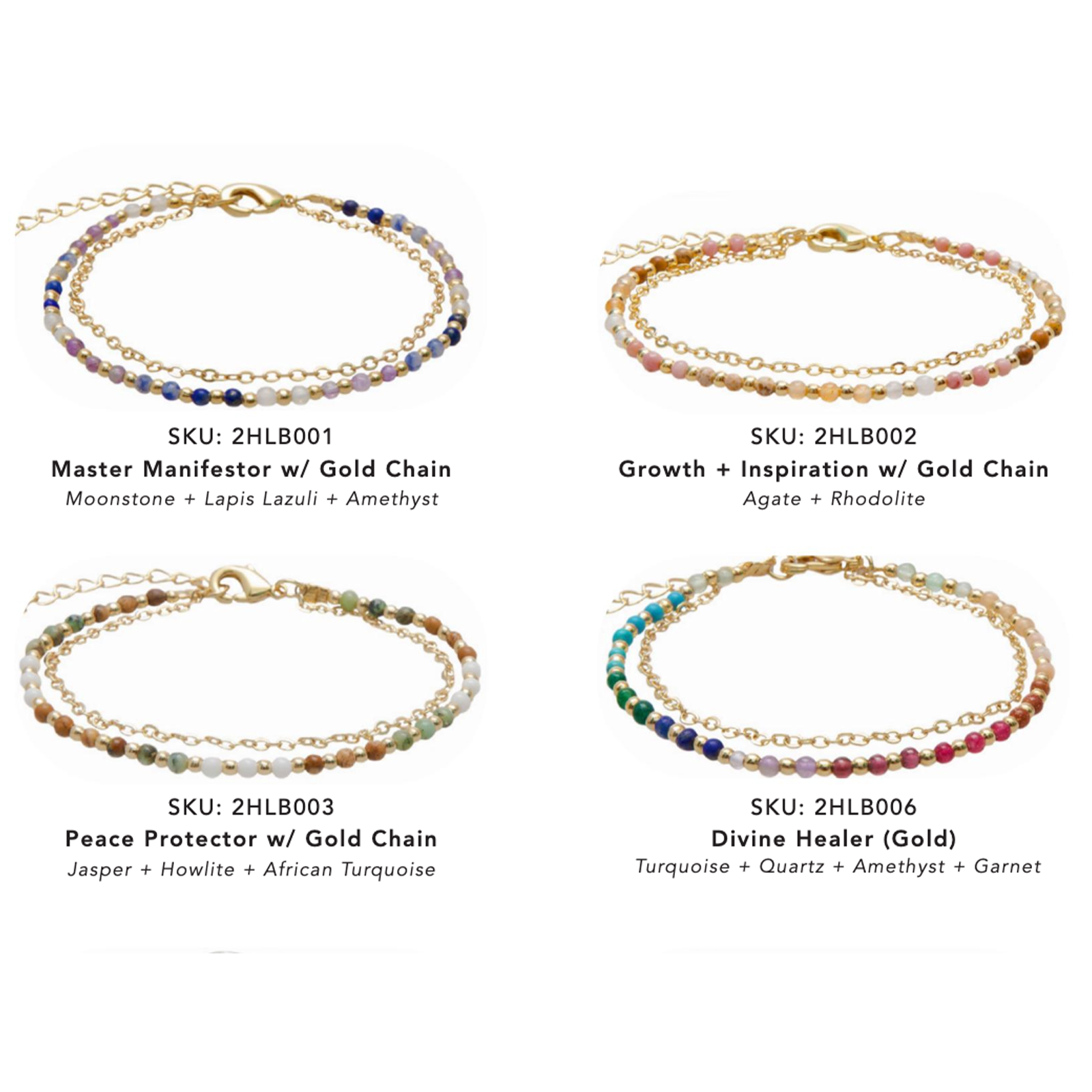 Lotus and Luna - Wholesale Jewelry Set - 2mm Healing Bracelets (10 Pack Assortment)4