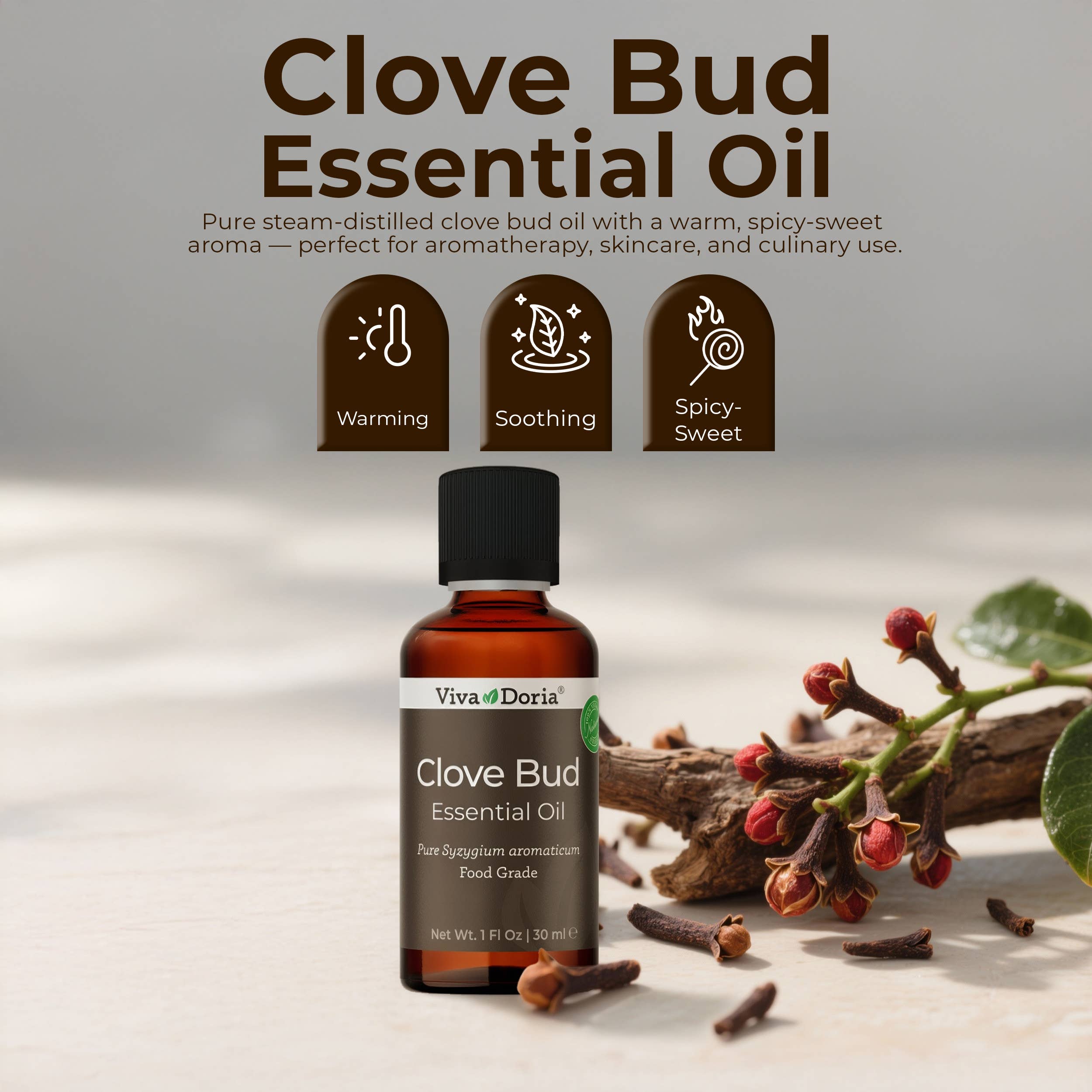 VIVA DORIA INC. – Engroshandel Æterisk olie – Æterisk olie af nellike knop, fødevarekvalitet, 30 ml (1 flydende ounce) 4